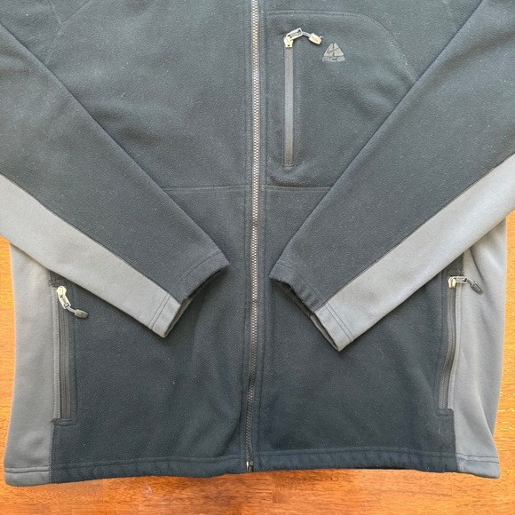 Nike ACG Fleece Jacket Mens XL Black Grey Full Zip Fit Therma Mock Neck Outdoor - Picture 2 of 11